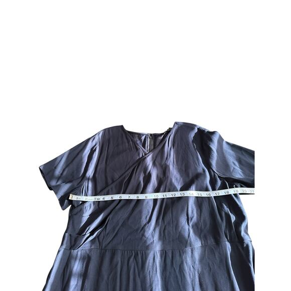 Universal Standard Navy Blue Work Office Faux Wrap Short Sleeve Dress Size 14-16 - Picture 9 of 12